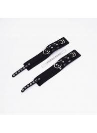 Черные кожаные оковы Sex - Crazy Handmade - купить с доставкой в Южно-Сахалинске