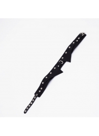 Черный однослойный кожаный ошейник с имитацией воротничка - Crazy Handmade - купить с доставкой в Южно-Сахалинске