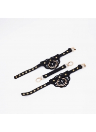 Черные оковы с золотистой фурнитурой - Crazy Handmade - купить с доставкой в Южно-Сахалинске