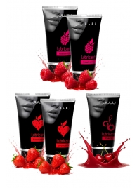 Набор из 5 съедобных лубрикантов JUJU (клубника х 2, малина х 2, вишня) - JuJu - купить с доставкой в Южно-Сахалинске