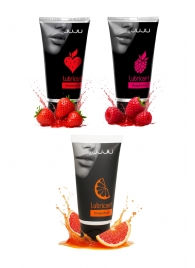 Набор из 3 съедобных лубрикантов JUJU (клубника, малина, грейпфрут) - JuJu - купить с доставкой в Южно-Сахалинске