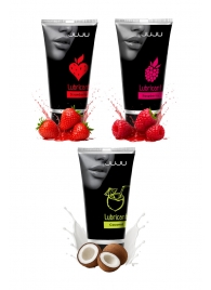 Набор из 3 съедобных лубрикантов JUJU (клубника, малина, кокос) - JuJu - купить с доставкой в Южно-Сахалинске