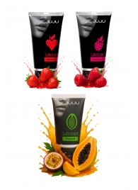 Набор из 3 съедобных лубрикантов JUJU (клубника, малина, тропические фрукты) - JuJu - купить с доставкой в Южно-Сахалинске