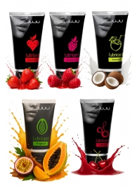 Набор из 5 съедобных лубрикантов JUJU (клубника, малина, тропические фрукты, вишня, кокос) - JuJu - купить с доставкой в Южно-Сахалинске