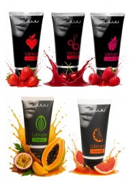 Набор из 5 съедобных лубрикантов JUJU (клубника, малина, тропические фрукты, вишня, грейпфрут) - JuJu - купить с доставкой в Южно-Сахалинске