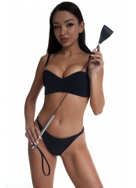 Стек с широким черным кожаным наконечником и металлической ручкой - 67 см. - Crazy Handmade - купить с доставкой в Южно-Сахалинске