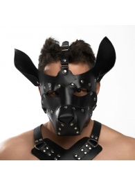 Черная кожаная маска «Собака» - Crazy Handmade - купить с доставкой в Южно-Сахалинске