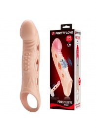 Телесная удлиняющая насадка с рельефом и вибрацией Brad - 21,3 см. - Baile - в Южно-Сахалинске купить с доставкой