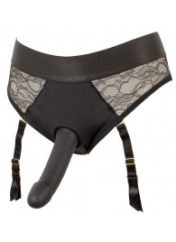 Черный женский страпон Strap-on Set: трусики и насадка - Orion - купить с доставкой в Южно-Сахалинске