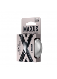 Черные утолщенные презервативы MAXUS Extra Strong с железным кейсом - 3 шт. - Maxus - купить с доставкой в Южно-Сахалинске