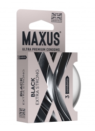 Черные утолщенные презервативы MAXUS Extra Strong с железным кейсом - 3 шт. - Maxus - купить с доставкой в Южно-Сахалинске