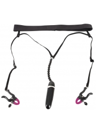 Женские вибростринги с зажимами для половых губ Spreader String with Vibrator - Orion - купить с доставкой в Южно-Сахалинске