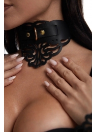 Фигурный чокер с узорами и золотистой фурнитурой - Crazy Handmade - купить с доставкой в Южно-Сахалинске