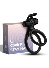 Черное эрекционное виброкольцо с подхватом мошонки Stay Hard - Boys of Toys - в Южно-Сахалинске купить с доставкой