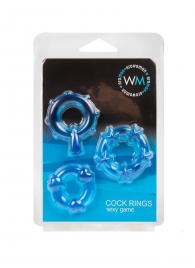 Набор из 3 синих эрекционных колец с различным рельефом - Erowoman-Eroman - в Южно-Сахалинске купить с доставкой
