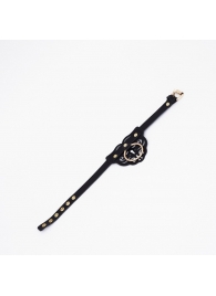 Черный чокер с клепками и золотистой фурнитурой - Crazy Handmade - купить с доставкой в Южно-Сахалинске