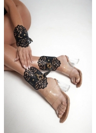 Черный фигурные оковы с золотистой фурнитурой - Crazy Handmade - купить с доставкой в Южно-Сахалинске