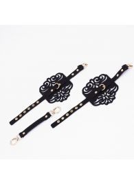 Черный фигурные оковы с золотистой фурнитурой - Crazy Handmade - купить с доставкой в Южно-Сахалинске