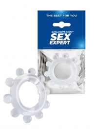 Прозрачное эрекционное кольцо со стимулирующими шариками - Sex Expert - в Южно-Сахалинске купить с доставкой