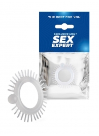 Эластичное эрекционное кольцо с шипиками и шариком - Sex Expert - в Южно-Сахалинске купить с доставкой