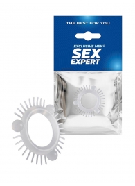 Эластичное эрекционное кольцо с 3 шариками и шипами - Sex Expert - в Южно-Сахалинске купить с доставкой