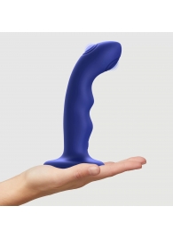 Синяя насадка-стимулятор Strap-On-Me Tapping Dildo Wave - Strap-on-me - купить с доставкой в Южно-Сахалинске