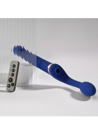 Синий безремневой страпон Multi Orgasm Bendable Strap-On size L с клиторальной стимуляцией - Strap-on-me - купить с доставкой в Южно-Сахалинске