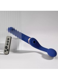 Синий безремневой страпон Multi Orgasm Bendable Strap-On size XL с клиторальной стимуляцией - Strap-on-me - купить с доставкой в Южно-Сахалинске