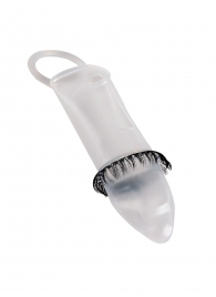 Закрытая насадка на пенис с подхватом мошонки и стимулирующими «ресничками» - Sextaz - в Южно-Сахалинске купить с доставкой