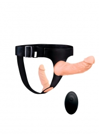 Женский страпон с 2 насадками, вибрацией и пультом ДУ - Erowoman-Eroman - купить с доставкой в Южно-Сахалинске