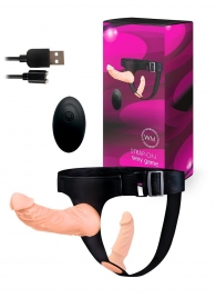 Женский страпон с 2 насадками, вибрацией и пультом ДУ - Erowoman-Eroman - купить с доставкой в Южно-Сахалинске