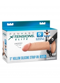 Телесный пустотелый фаллопротез 5’’ Hollow Silicone Strap-On - 14 см. - Pipedream - купить с доставкой в Южно-Сахалинске