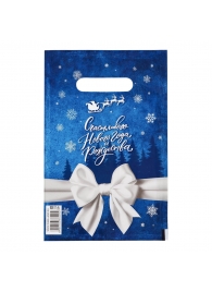 Сине-белый подарочный новогодний пакет с вырубной ручкой (20х30 см) - Сима-Ленд - купить с доставкой в Южно-Сахалинске