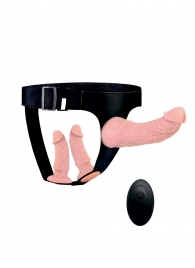 Женский страпон с 3 насадками и вибрацией - Erowoman-Eroman - купить с доставкой в Южно-Сахалинске