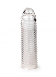 Прозрачная закрытая насадка на пенис с ребрышками - 16 см. - Sex Expert - в Южно-Сахалинске купить с доставкой