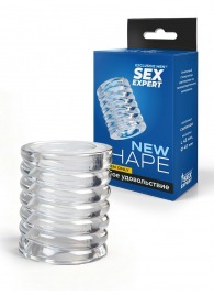 Прозрачная сквозная насадка на пенис с ребрышками - Sex Expert - в Южно-Сахалинске купить с доставкой