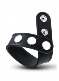 Черное эрекционное кольцо на кнопках - Blush Novelties - в Южно-Сахалинске купить с доставкой