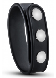 Черное эрекционное кольцо на кнопках - Blush Novelties - в Южно-Сахалинске купить с доставкой