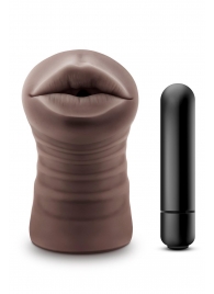 Коричневый мастурбатор-ротик Krystal Vibrating Masturbator - Blush Novelties - в Южно-Сахалинске купить с доставкой