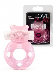 Розовое эрекционное виброкольцо в форме мишки - 1137 - в Южно-Сахалинске купить с доставкой