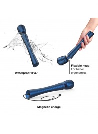 Синий вибромассажёр с насадками Man.wand Edgy - Manwan - в Южно-Сахалинске купить с доставкой