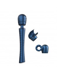 Синий вибромассажёр с насадками Man.wand Edgy - Manwan - в Южно-Сахалинске купить с доставкой