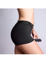 Черные трусики-боксеры для фиксации насадок Strap-on-me Harness Lingerie Allure - size XS - Strap-on-me - купить с доставкой в Южно-Сахалинске