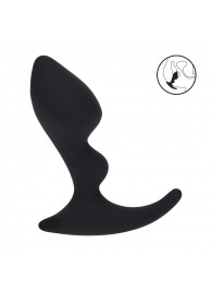 Черная анальная пробка для массажа простаты Double Ripple Silicone Prostate Massager - Shots Media BV - в Южно-Сахалинске купить с доставкой