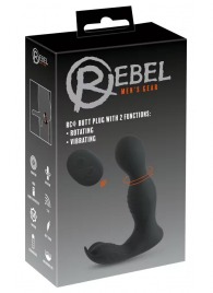 Черная анальная пробка с вибрацией, вращением и пультом ДУ RC Butt Plug with 2 Functions - Orion - в Южно-Сахалинске купить с доставкой