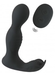 Черная анальная пробка с вибрацией, вращением и пультом ДУ RC Butt Plug with 2 Functions - Orion - в Южно-Сахалинске купить с доставкой
