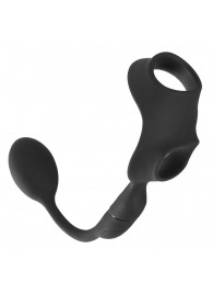 Черное виброкольцо с анальной пробкой Cock Ring with RC Butt Plug - Orion - в Южно-Сахалинске купить с доставкой