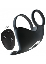 Черная вибронасадка для эрекции и стимуляции мошонки Cock ring with RC ball massager - Orion - в Южно-Сахалинске купить с доставкой