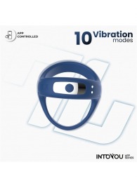 Синее интерактивное эрекционное виброкольцо Rank - Intoyou - в Южно-Сахалинске купить с доставкой