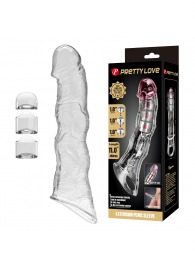 Прозрачный фаллоудлинитель с 3 вставками - 28 см. - Baile - в Южно-Сахалинске купить с доставкой